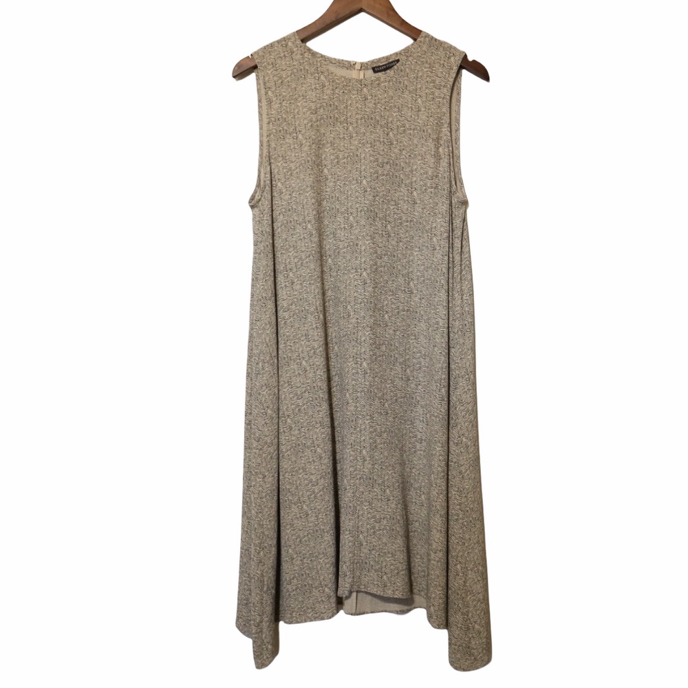EILEEN FISHER Midi Sleeveless Dress High Low hem zig zag pattern flowy medium
